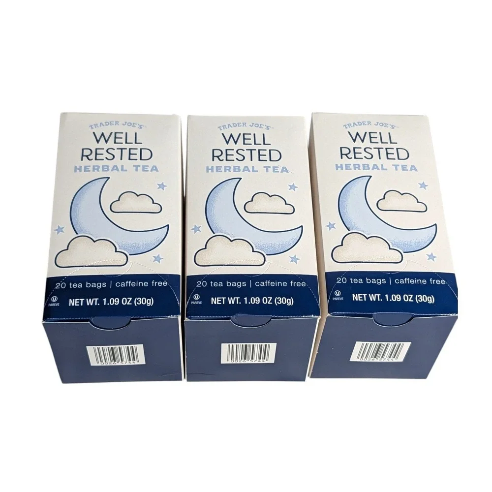 Lot of 3 Boxes Trader Joe's Well Rested Chamomile Herbal‎ Tea 20 Tea Bags Each